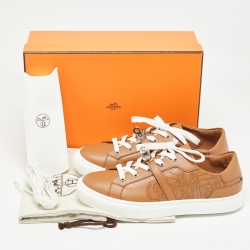 Pre Owned Hermès Brown Leather Day Low Top Sneakers Size 39