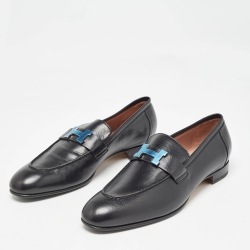 مملوكة مسبقًا Hermès Black Leather Paris Loafers Size 40