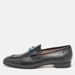 Pre Owned Hermès Black Leather Paris Loafers Size 40