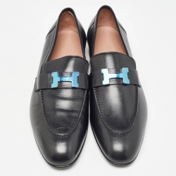 مملوكة مسبقًا Hermès Black Leather Paris Loafers Size 40