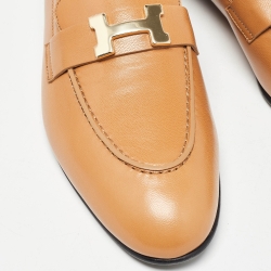 مملوكة مسبقًا Hermes Brown Leather Paris Loafers  Size 40