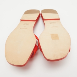 Hermes Red Suede Oran Flat Slides Size 41 