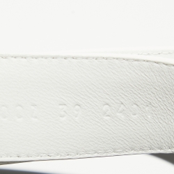 Pre Owned Hermes White Leather Chypre Slides Size 39