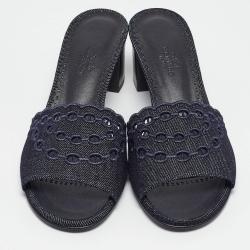 Pre Owned صندل سلايد هيرمس جي دبليو ليديز دينم أزرق كحلي مقاس 37