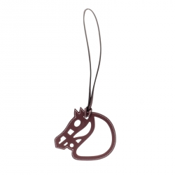 Pre Owned Hermes Dark Maroon Leather Paddock Cheval Horse Bag Charm