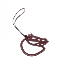 Pre Owned Hermes Dark Maroon Leather Paddock Cheval Horse Bag Charm