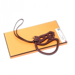 Pre Owned Hermes Dark Maroon Leather Paddock Cheval Horse Bag Charm