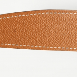 Pre Owned Hermes Black/Gold Epsom and Swift Leather H Buckle Reversible Belt 90CM