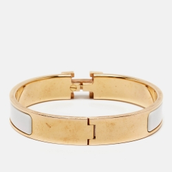 Hermes Clic H Enamel Gold Plated Bracelet