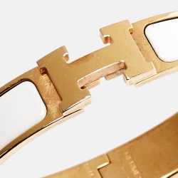 Hermes Clic H Enamel Gold Plated Bracelet
