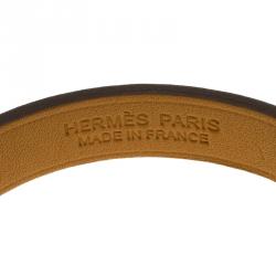 Pre Owned Hermes Java 10 Brulee Chamonix Calfskin Palladium Plated Bracelet XS