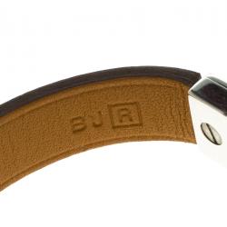Pre Owned Hermes Java 10 Brulee Chamonix Calfskin Palladium Plated Bracelet XS