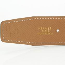 Pre Owned Hermes Brown and Tan Leather H Buckle Reversible Belt 65CM