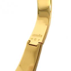 Pre Owned Hermes Clic Clac H Black Enameled Gold-Plated Bracelet PM