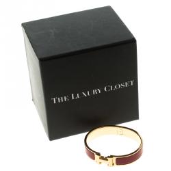 Pre Owned Hermes Clic Clac H Narrow Red Enamel Gold Plated Bracelet PM