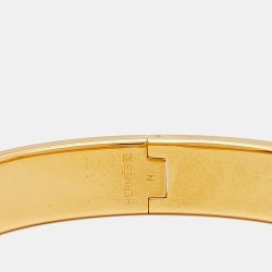 مملوكة مسبقًا Hermès Clic H Orange Enamel Gold Plated Bracelet