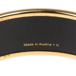 Pre Owned Hermes Wide Printed Enamel Gold-Plated Bracelet 20CM
