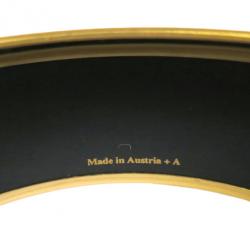 Pre Owned Hermes Wide Printed Enamel Gold-Plated Fox Design Bracelet 19CM