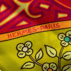 Pre Owned Hermes Multicolor Printed Silk L'Arbre De Vie Twilly Bandeau