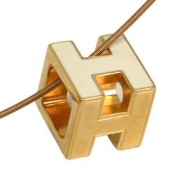 Hermes Cage d'H Ivory Laquered Pendant Necklace