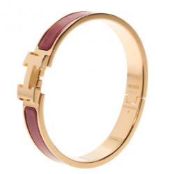 مملوكة مسبقًا Hermes Clic Clac H Amaranth Red Enamel Gold Plated Bracelet PM