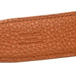 Pre Owned Hermes Black and Orange Leather H Buckle Reversible Belt 85cm