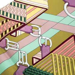 Pre Owned Hermes Multicolor Printed Silk Sangles en Zigzag Fleuries Maxi Twilly Scarf 