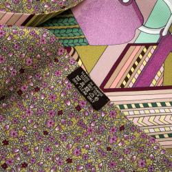 Pre Owned Hermes Multicolor Printed Silk Sangles en Zigzag Fleuries Maxi Twilly Scarf 
