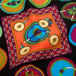 Pre Owned Hermes Multicolor Printed Silk Belles Du Mexique Square Scarf