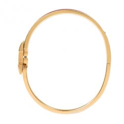 Pre Owned Hermes Clic Clac H Amaranth Red Enamel Gold Plated Bracelet PM
