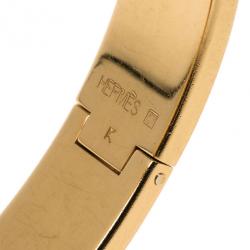 Pre Owned Hermes Clic Clac H Amaranth Red Enamel Gold Plated Bracelet PM