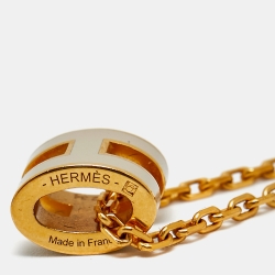 Pre Owned Hermès Mini Pop H Enamel Gold Plated Necklace