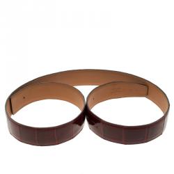 Pre Owned Hermes Red Porosus Crocodile Leather Belt Strap 95cm