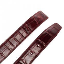 Pre Owned Hermes Red Porosus Crocodile Leather Belt Strap 95cm