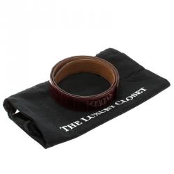 Pre Owned Hermes Red Porosus Crocodile Leather Belt Strap 95cm