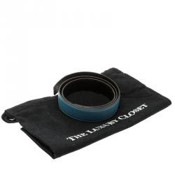 Pre Owned Hermes Blue and Black Leather Reversible Belt Strap 85cm