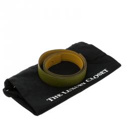 Pre Owned Hermes Anis Green and Yellow Leather Reversible Belt Strap 85cm