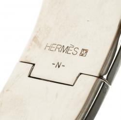 Pre Owned Hermes Clic Clac H Red Enamel Palladium Plated Wide Bracelet PM