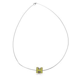 Pre Owned Hermes Cage d' H Enamel Palladium Plated Pendant Necklace