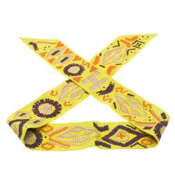 Pre Owned Hermes Lime Green Kelly en Perles Silk Twilly Scarf