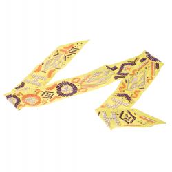 Pre Owned Hermes Lime Green Kelly en Perles Silk Twilly Scarf
