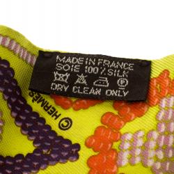 Pre Owned Hermes Lime Green Kelly en Perles Silk Twilly Scarf
