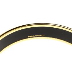 Pre Owned Hermes Caleche Orange Enamel Gold Plated Bangle Bracelet