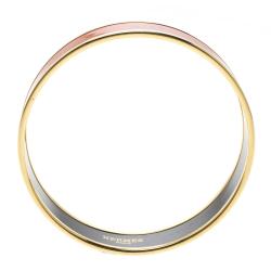 Pre Owned Hermes Caleche Orange Enamel Gold Plated Bangle Bracelet