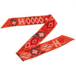 مملوكة مسبقًا Hermes Orange Printed Neck Scarf