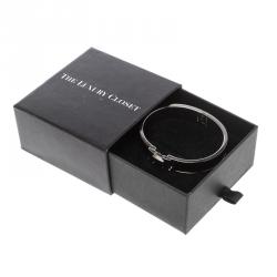 Pre Owned Hermes Clic Clac H Black Enamel Palladium Plated Narrow Bracelet
