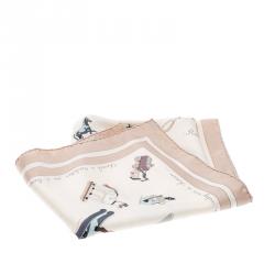 Pre Owned Hermes Beige Raconte Moi Le Cheval Printed Silk Square Scarf