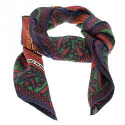 Pre Owned Hermes Multicolor Printed Silk Zenobie Reine de Palmyre Square Scarf