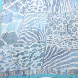 Pre Owned Hermes Blue Pelages Et Camouflage Silk Square Scarf