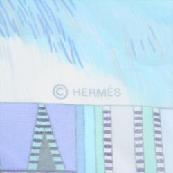 Pre Owned Hermes Blue Pelages Et Camouflage Silk Square Scarf